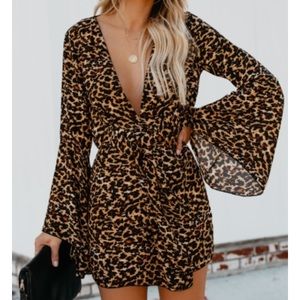 NWOT Vici Leopard print bell sleeve Dress